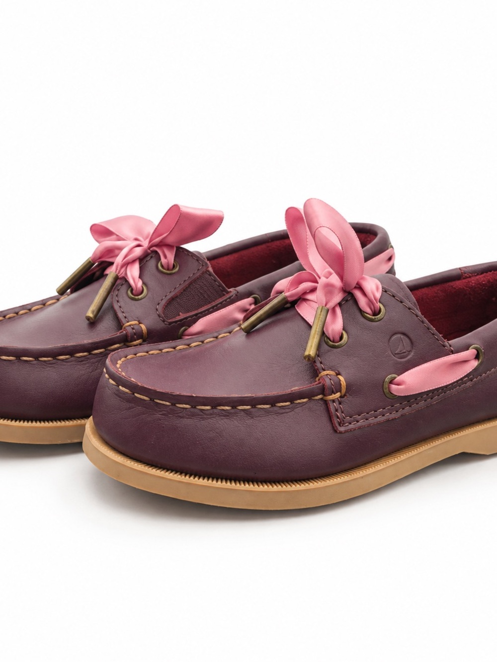 Sperry Girls Authentic Original Boat Shoes Burgundy Pink NWOT